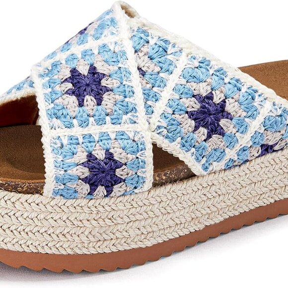 Shoes - Womens Cork Flatform Espadrille Sandals Summer Beach Open Toe Size 8